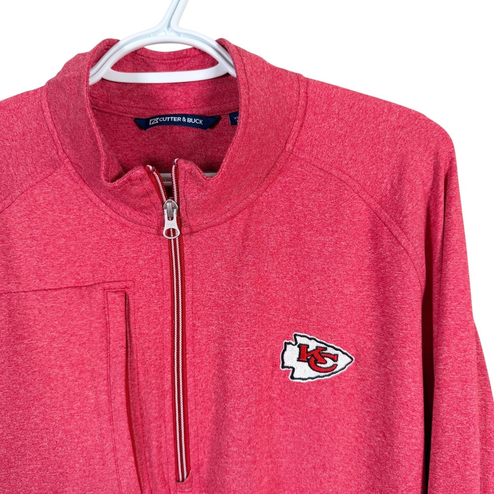 Cutter & Buck Kansas City Chiefs NFL 1/4 Zip Pullover Mens XL Red Stretch